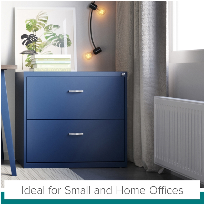 Pemberly Row Lateral Metal Filing Cabinet 30 in. Wide 2 Drawer Navy