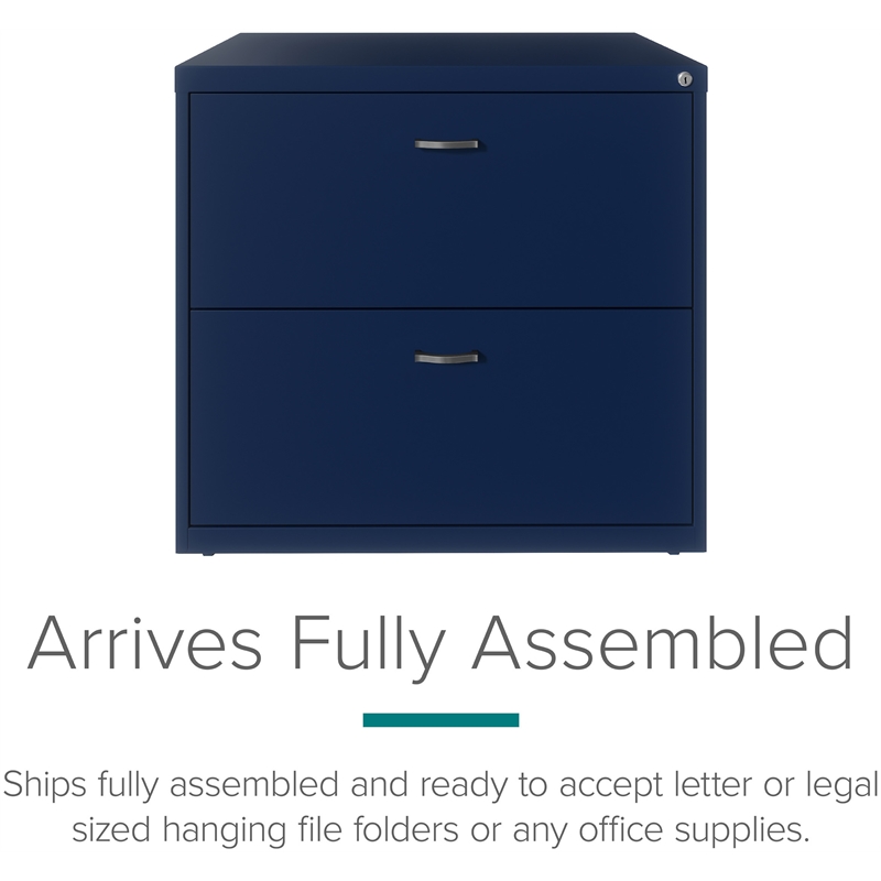Pemberly Row Lateral Metal Filing Cabinet 30 in. Wide 2 Drawer Navy