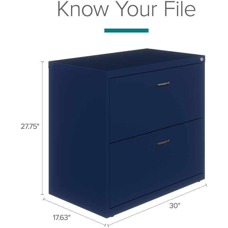 Pemberly Row Lateral Metal Filing Cabinet 30 in. Wide 2 Drawer Navy