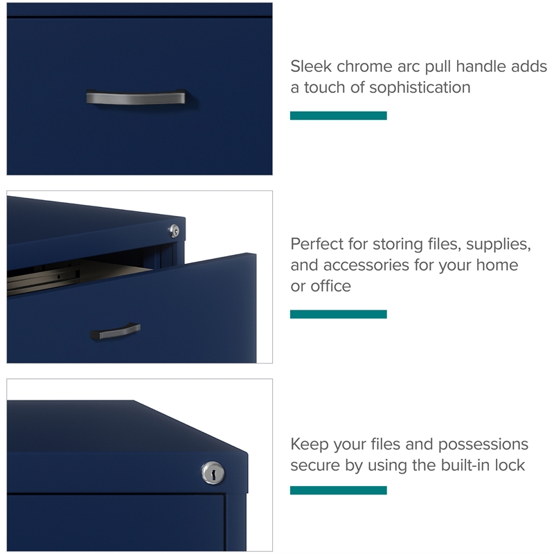 Pemberly Row Lateral Metal Filing Cabinet 30 in. Wide 2 Drawer Navy