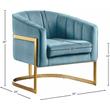 Pemberly Row Aqua Velvet Accent Chair with Stainless Steel Base