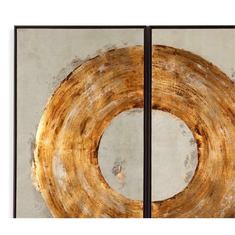 Pemberly Row Ring of Fire Canvas Fabric Wall Art in Metallic Gold