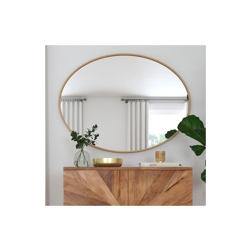 Pemberly Row Modern / Contemporary Metal Wall Mirror in Gold Finish