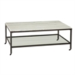 Pemberly Row Marble Rectangular Cocktail Table in Bronze and Ivory Marble