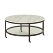 Pemberly Row Modern Marble Round Modern Cocktail Table in Bronze