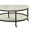 Pemberly Row Modern Marble Round Modern Cocktail Table in Bronze
