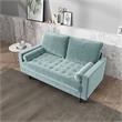 Pemberly Row Modern Velvet Living Room Loveseat In Grayish Cyan