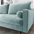 Pemberly Row Modern Velvet Living Room Loveseat In Grayish Cyan