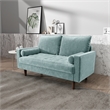 Pemberly Row Modern Velvet Living Room Loveseat In Grayish Cyan
