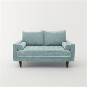 Pemberly Row Modern Velvet Living Room Loveseat In Grayish Cyan