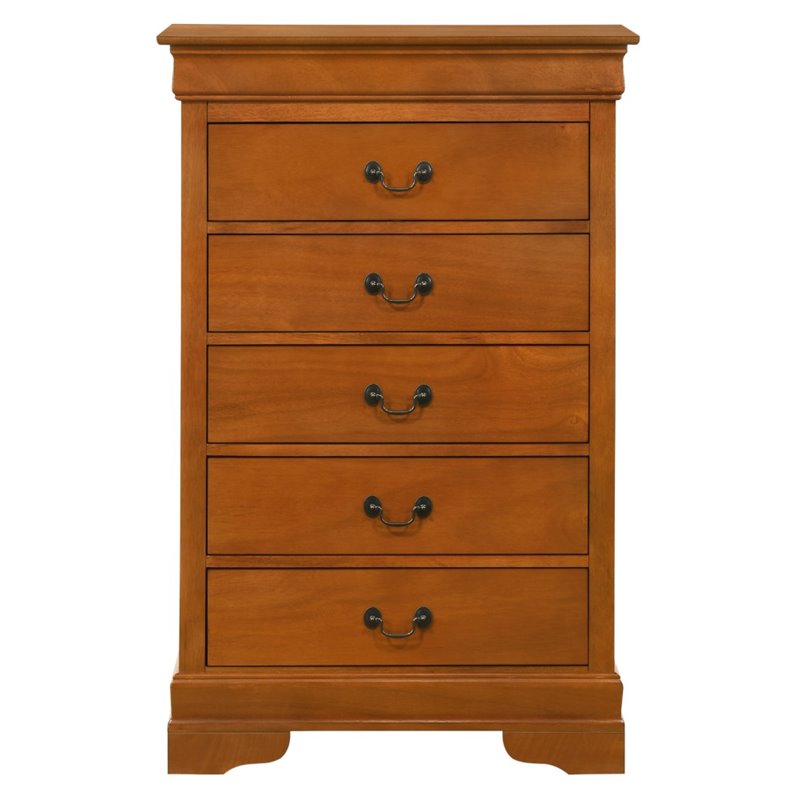 Pemberly Row Modern / Contemporary 5 Drawer Chest in Oak Finish