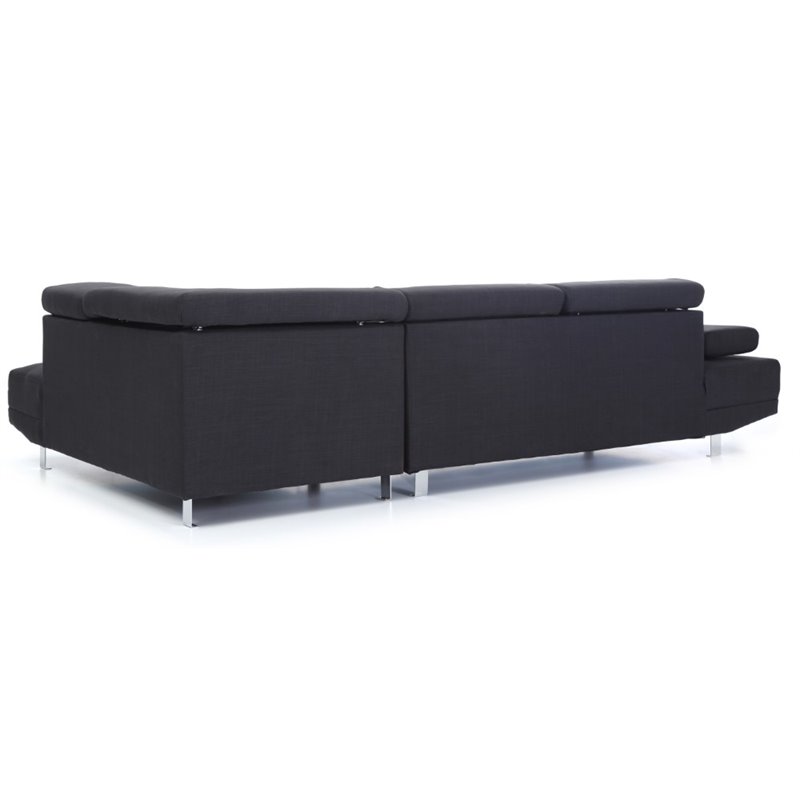 Pemberly Row Modern / Contemporary Twill Fabric Sectional in Black