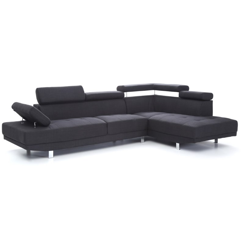 Pemberly Row Modern / Contemporary Twill Fabric Sectional in Black