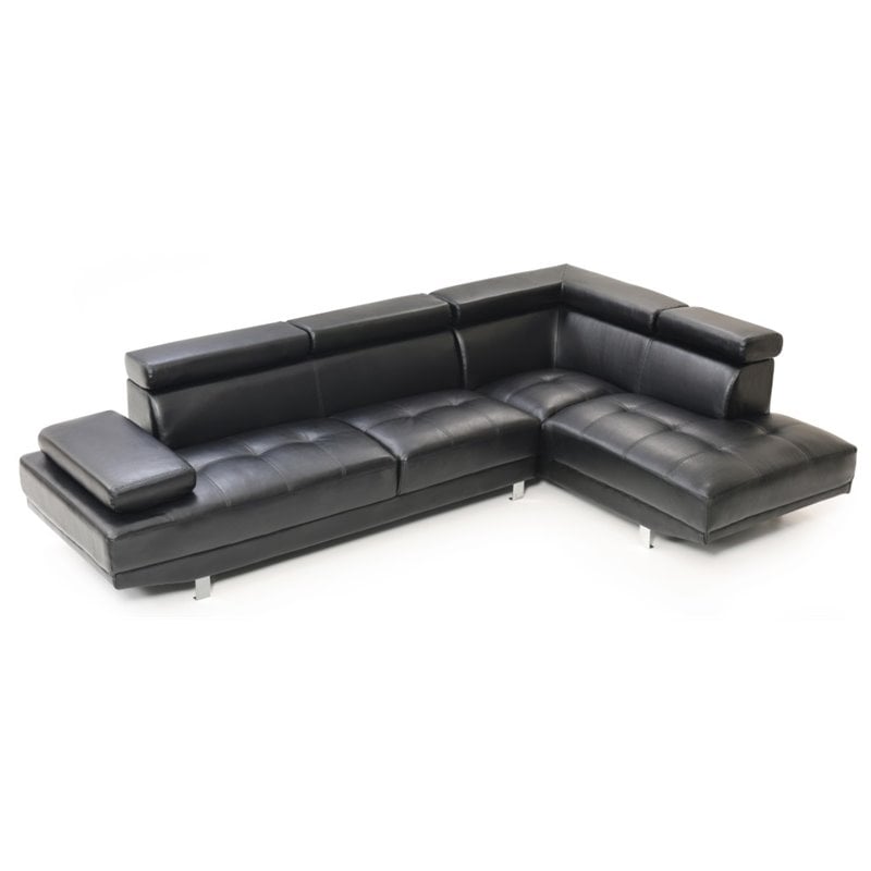 Pemberly Row Modern / Contemporary Faux Leather Sectional in Black