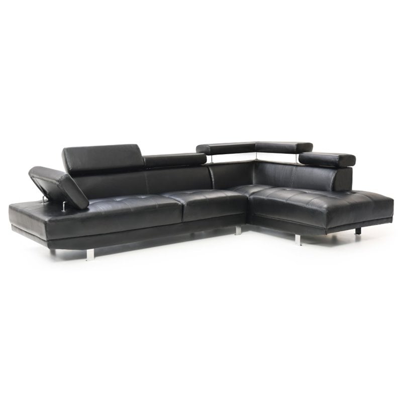 Pemberly Row Modern / Contemporary Faux Leather Sectional in Black