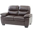 Pemberly Row Contemporary Faux Leather Loveseat in Dark Brown