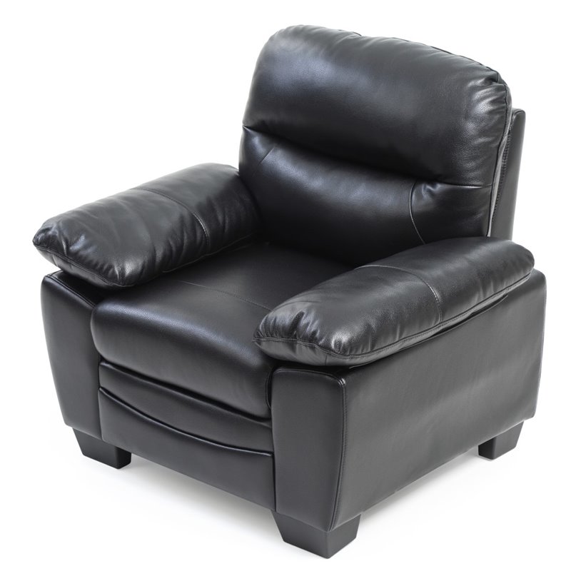 Pemberly Row Modern / Contemporary Faux Leather Chair in Black