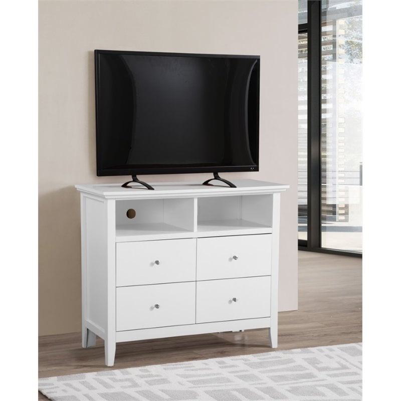 Pemberly Row Modern / Contemporary 4 Drawer TV Stand in White