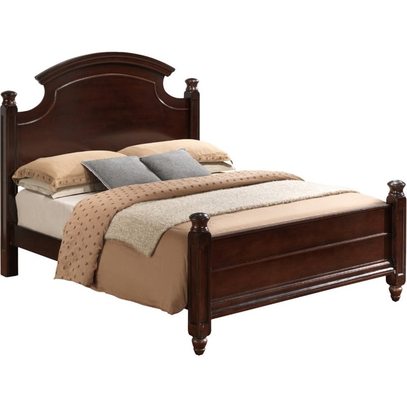 Pemberly Row Modern / Contemporary King Poster Bed in Cappuccino