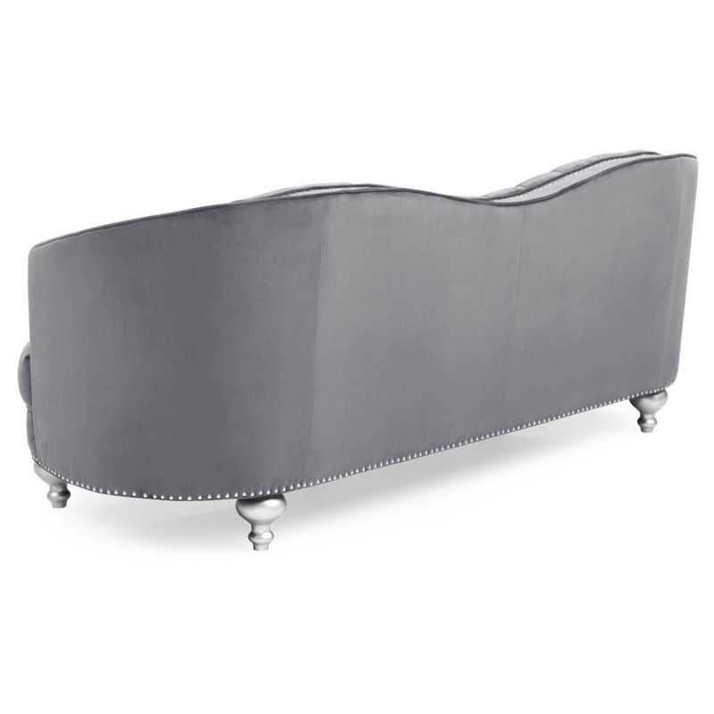Pemberly Row Modern / Contemporary Velvet Sofa in Gray Finish