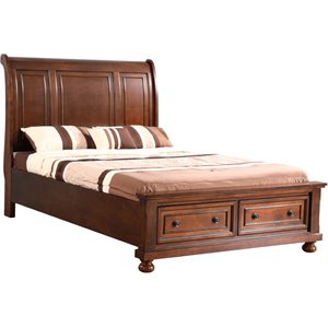Pemberly Row Modern / Contemporary Full Bed in Cherry Finish