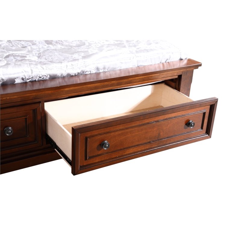 Pemberly Row Modern / Contemporary King Bed in Cherry Finish