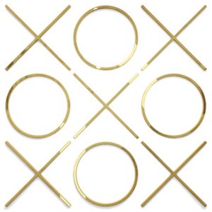 Pemberly Row 9 Piece Large Metal Tic Tac Toe Wall Sculpture Set in Gold