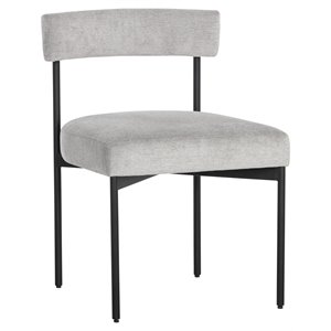 Pemberly Row 19.5&quot Fabric Dining Chair in Black-Polo Club Stone (Set of 2)