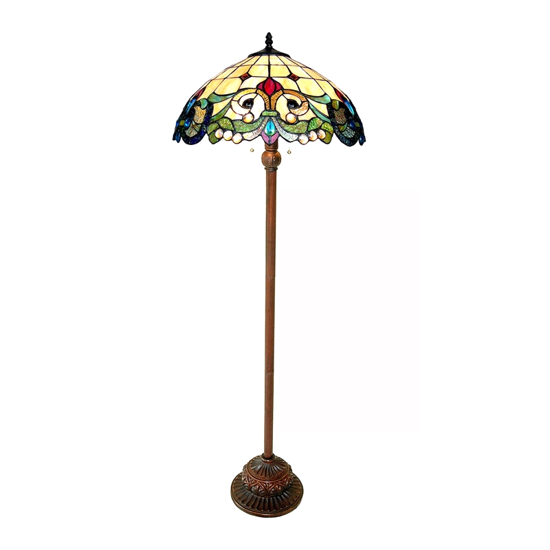 Pemberly Row Contemporary Tiffany-style 2 Light Floor Lamp 18