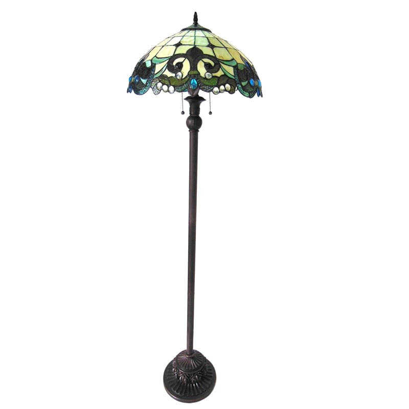Pemberly Row Contemporary Tiffany-style 2 Light Floor Lamp 18
