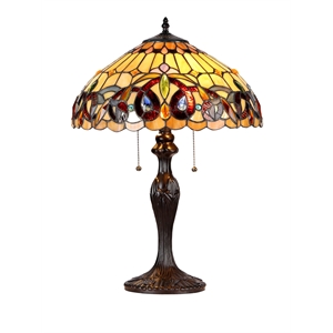 Pemberly Row Contemporary Tiffany-style 2 Light Table Lamp 16&quot Shade