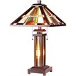Pemberly Row Tiffany Mission 3 Light Double Lit Wooden Table Lamp 15