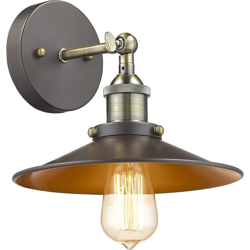 Pemberly Row Industrial-style 1 Light Rubbed Bronze Wall Sconce 9