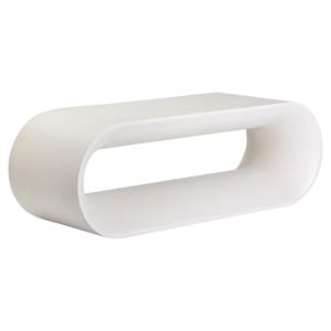 Pemberly Row Capsule 56&quot Oval Contemporary Sealed Concrete Bench in White