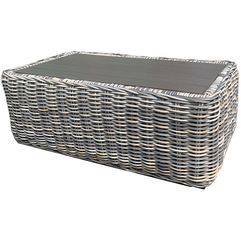 Pemberly Row Three-Tone Wicker Gray/Off White/Beige Coffee Table