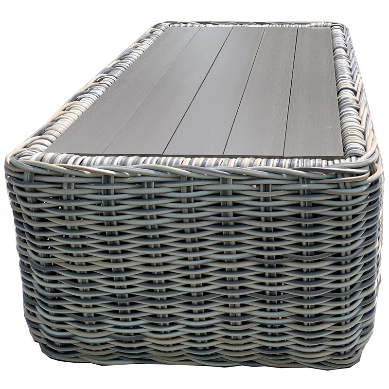 Pemberly Row Three-Tone Wicker Gray/Off White/Beige Coffee Table