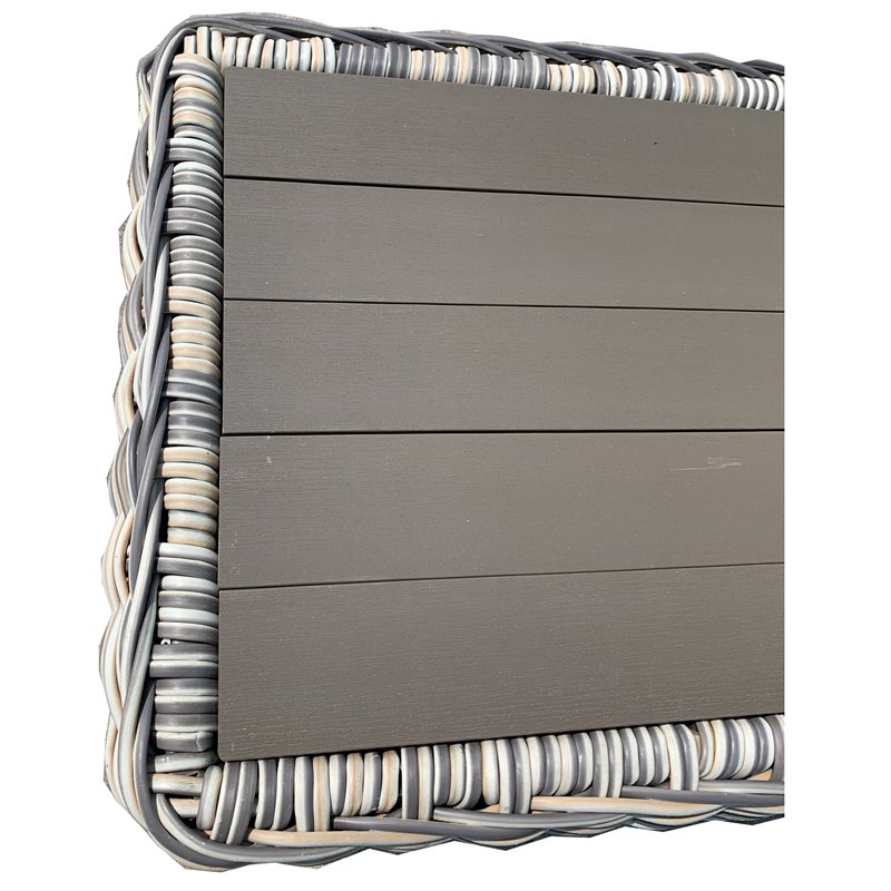 Pemberly Row Three-Tone Wicker Gray/Off White/Beige Coffee Table