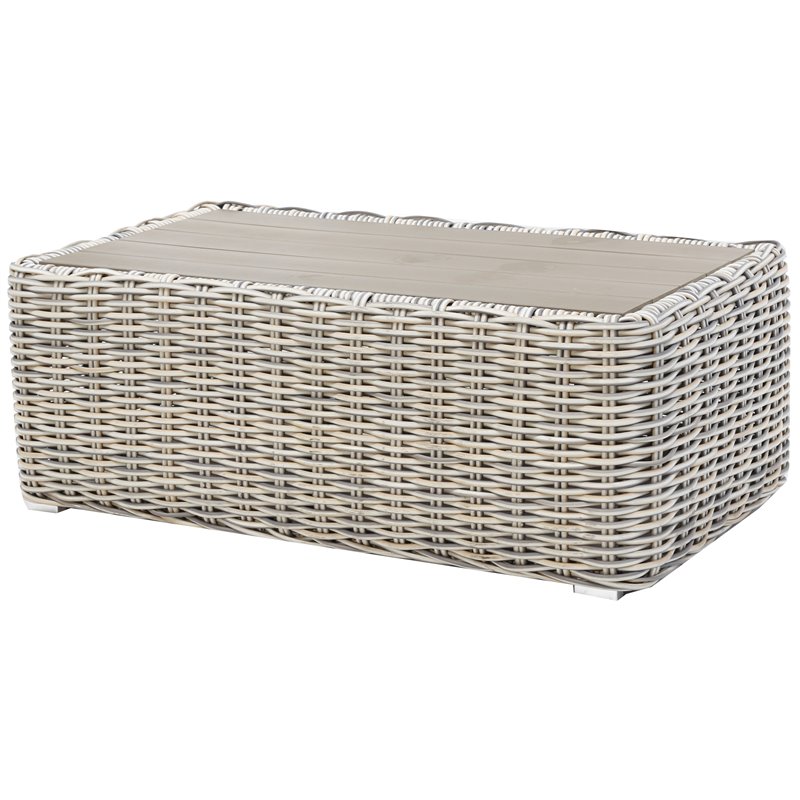 Pemberly Row Three-Tone Wicker Gray/Off White/Beige Coffee Table