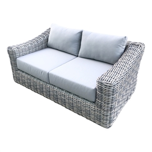 Pemberly Row 3-Tone Wicker Gray/Off White/Beige Loveseat - Silver Gray Cushion