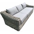 Pemberly Row Three-Tone Wicker Gray/Off White/Beige Sofa in Silver Gray Cushion