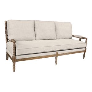 Pemberly Row 75&quot Solid Wood Sofa Upholstered in Ivory Linen Fabric