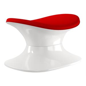 Pemberly Row Modern 14.5&quot Mid-Century Cotton Alpha Ottoman in Red