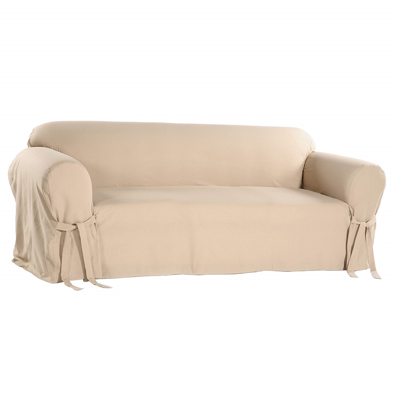 Pemberly Row Cotton Duck One Piece Loveseat Slipcover in Hunter Green