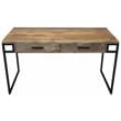 Pemberly Row 2-Drawer Solid Wood Writing Desk in Brown with Iron Legs