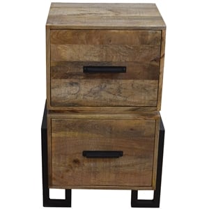 Pemberly Row Contemporary Solid Wood Filing Cabinet in Brown
