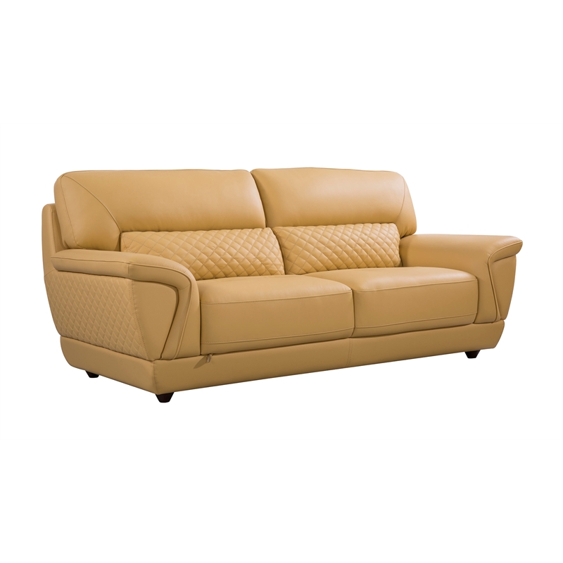 Pemberly Row Contemporary Yellow Color With Italian Leather Sofa