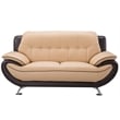 Pemberly Row Yellow and Brown Color With Faux Leather Loveseat