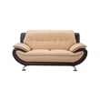 Pemberly Row Yellow and Brown Color With Faux Leather Loveseat