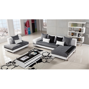 Pemberly Row Gray Color With Fabric Sectional Right Facing Chaise
