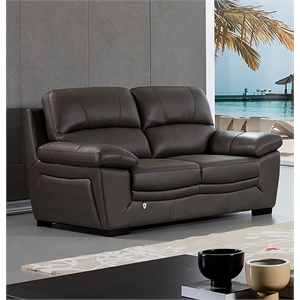 Pemberly Row Taupe (Brown) Color With Italian Leather Loveseat